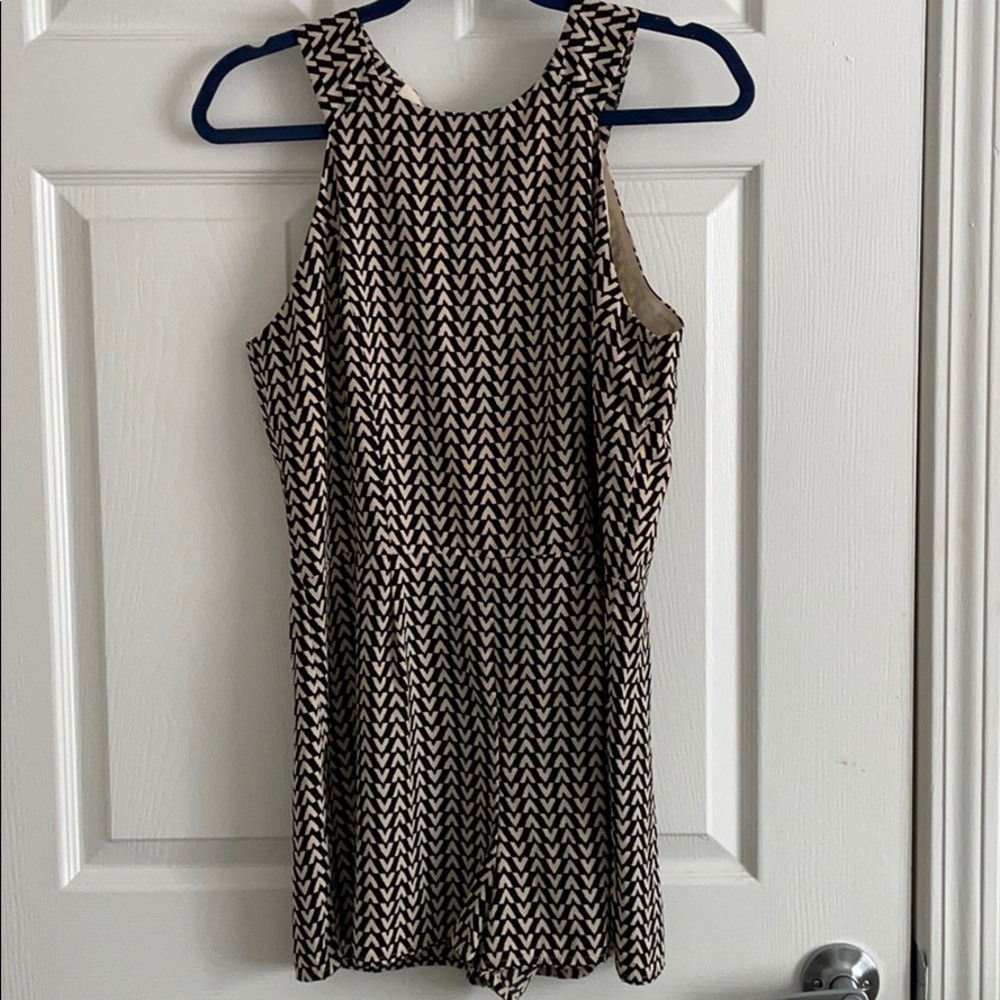 Cream and black patterned romper